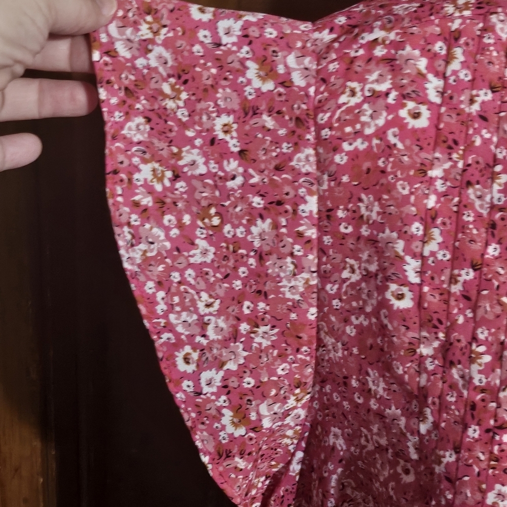 Cynthia Rowley Pink Ditsy Floral Blouse Size 2X - Picture 5 of 10
